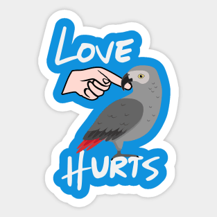 Love Hurts African Grey Parrot Biting Finger Sticker